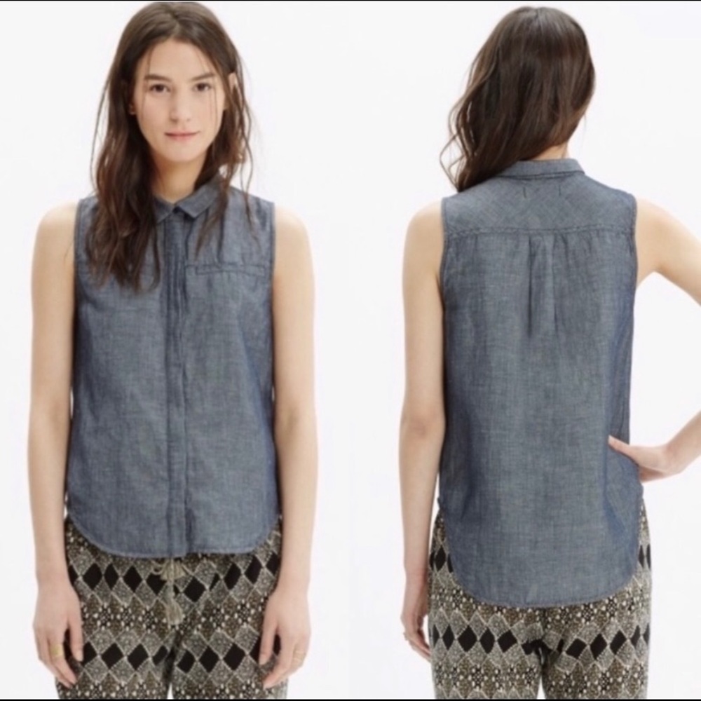 MADEWELL Denim Chambray Button Down Top Size M